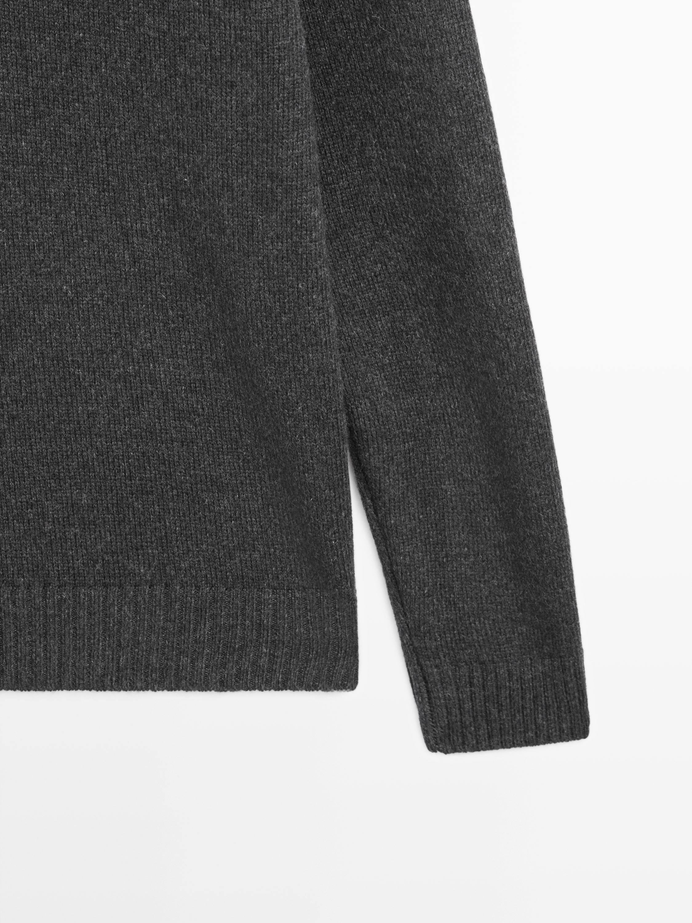 Wool blend knit polo sweater